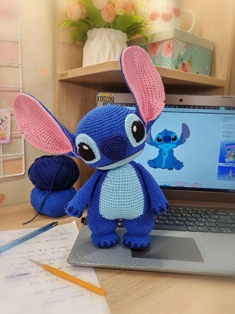 4 in 1 Funny Animal Crochet Keychain,  Amigurumi ,Stitch,Labubu,Mushroom guy,Duck.  Digital Download