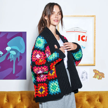 Red Heart Cozy Crochet Granny Cardigan Pattern, XS/S/M/L Digital Download